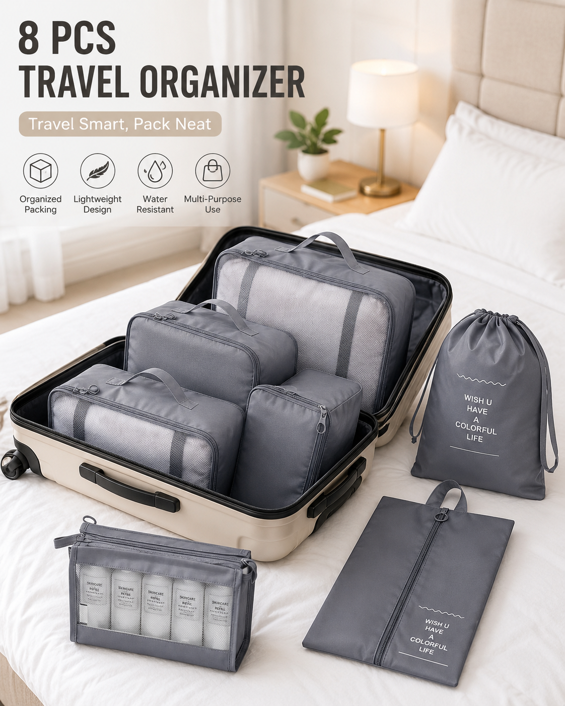 Set Organisateur de Valise 8 Pièces