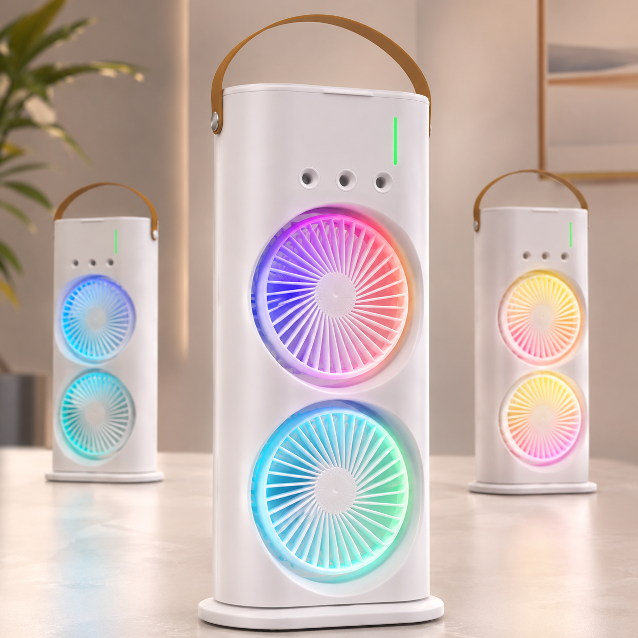 Ventilateur humidificateur portable avec lumière LED