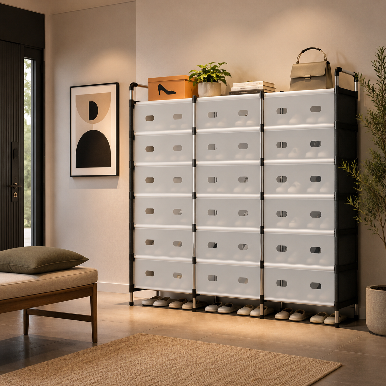 Meuble à chaussures moderne avec portes translucides