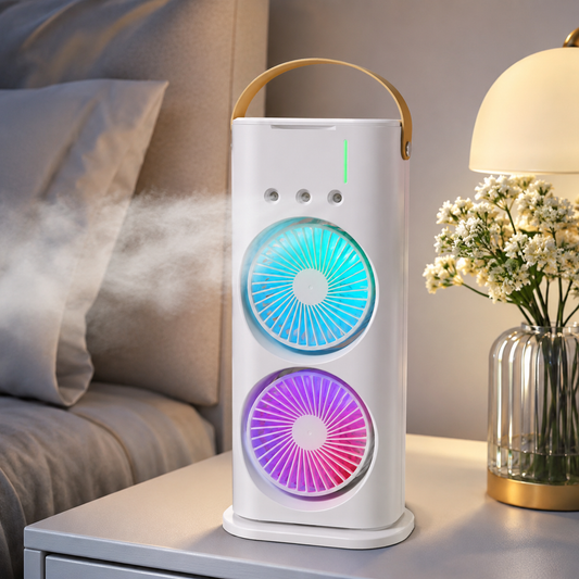 Ventilateur humidificateur portable avec lumière LED