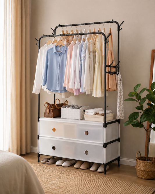 Portant Dressing avec Tiroirs et Étagère