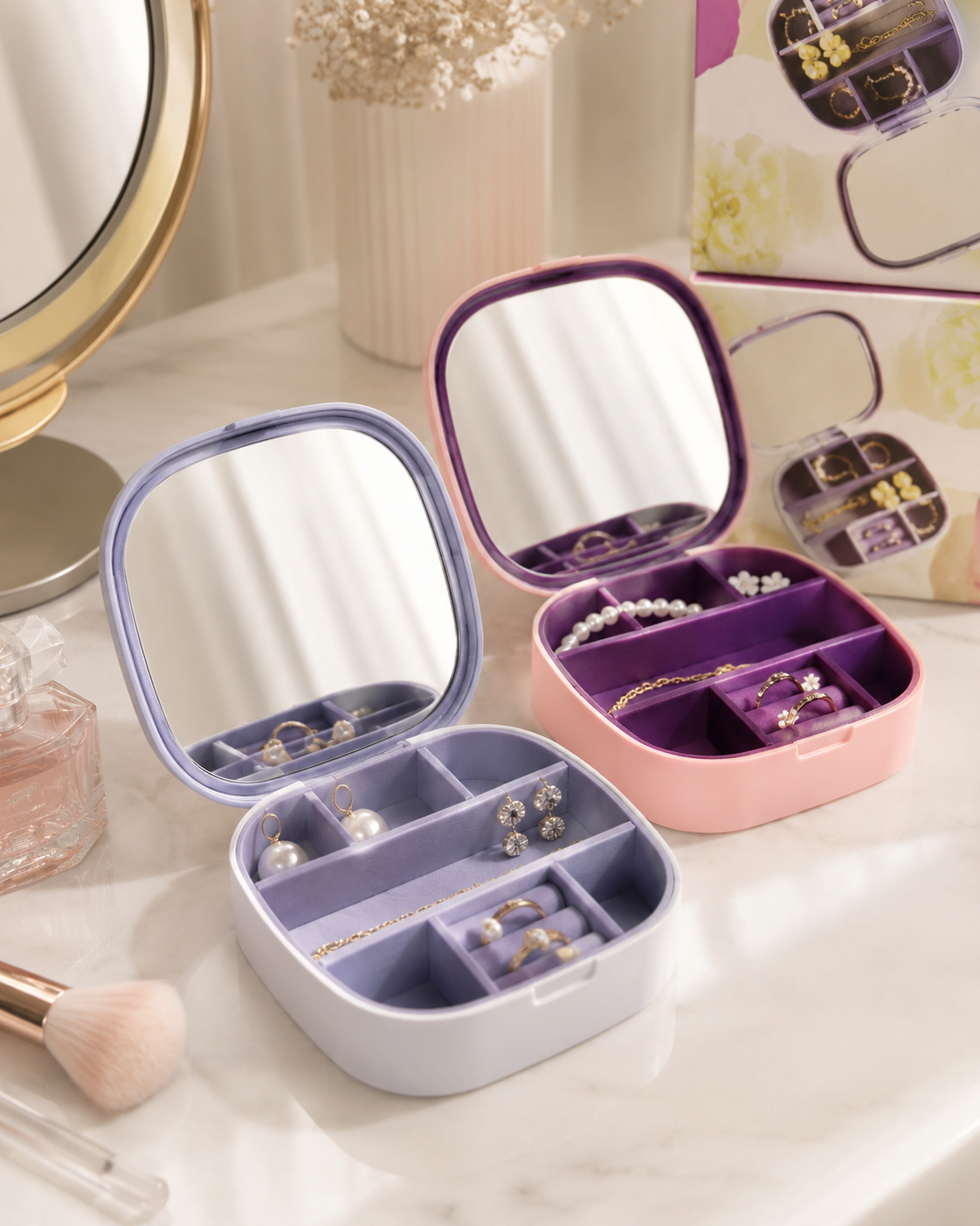 Boîte à Bijoux avec Miroir Intégré
