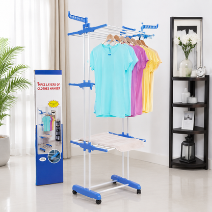 Étendoir à linge pliable sur roulettes
