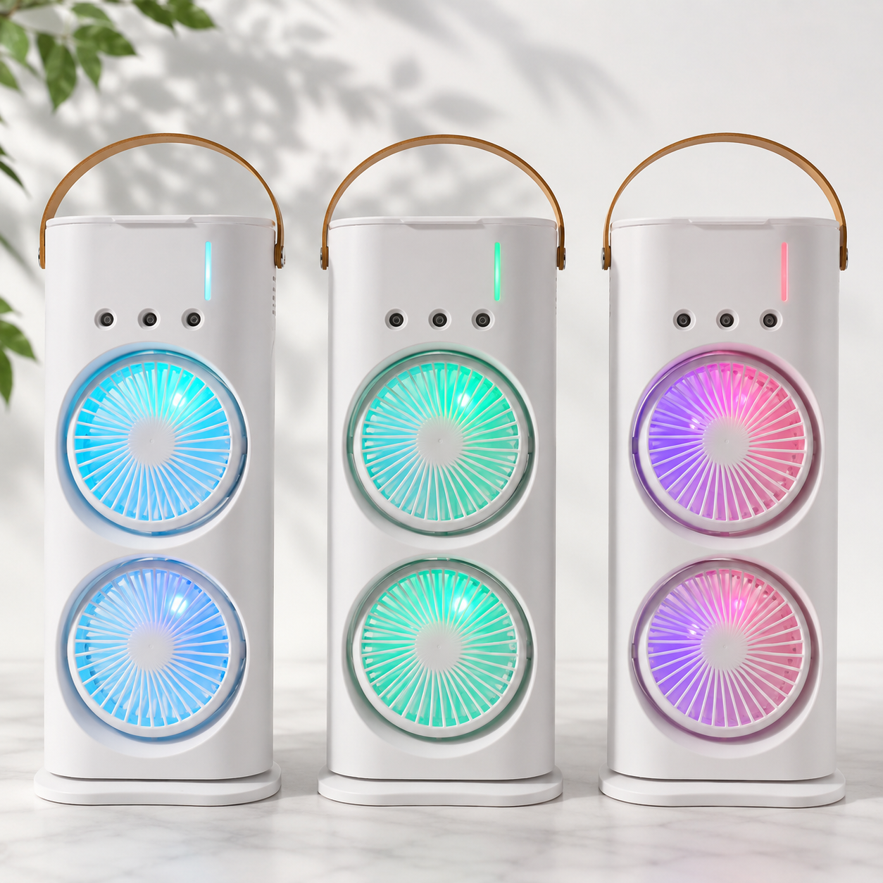 Ventilateur humidificateur portable avec lumière LED